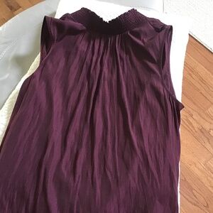 Joie Burgandy Sleeveless Ruched Neck Top  new without tags size M